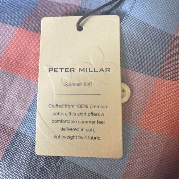 Peter Millar Boothbay Summer Soft Cotton Button Front Plaid Shirt Size XL NWT - Picture 5 of 13